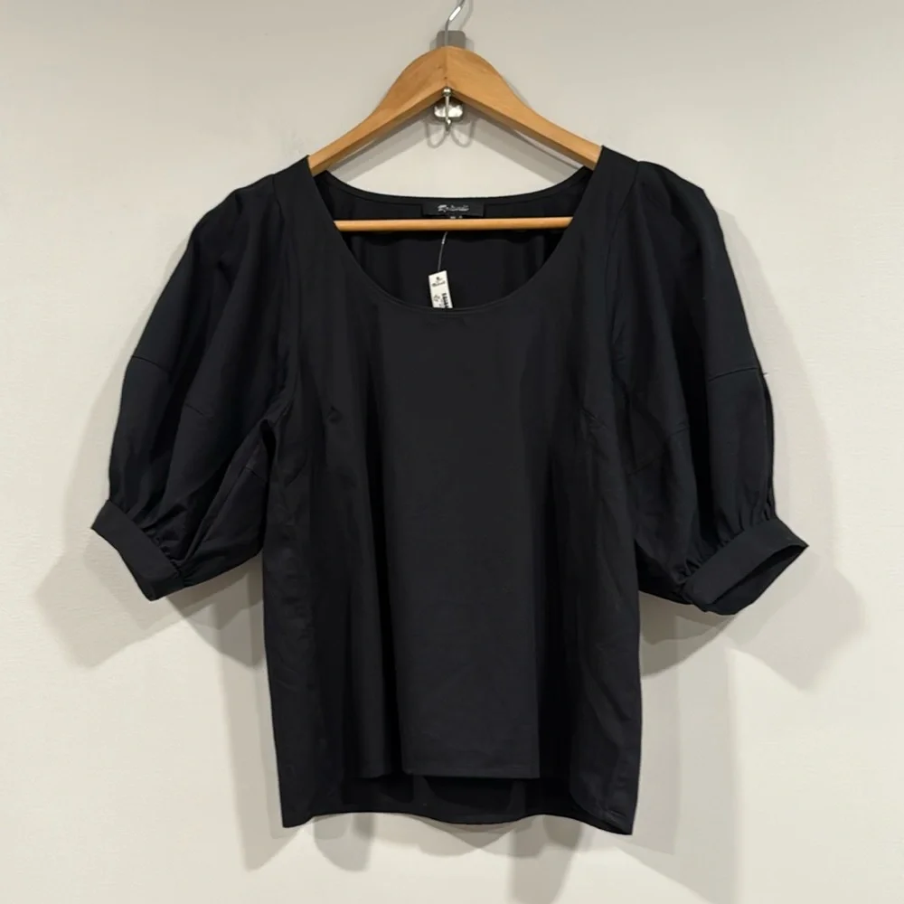 Madewell Black Short Puff Sleeve Swift Top S NWT